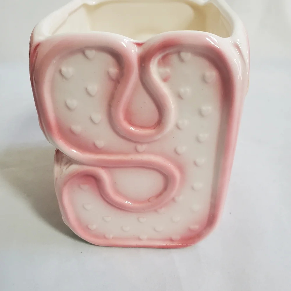 Vintage Girl Baby Block Planter Vase